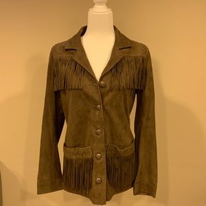 AG Adriano Goldschmied new with tags brown fringe leather jacket size medium